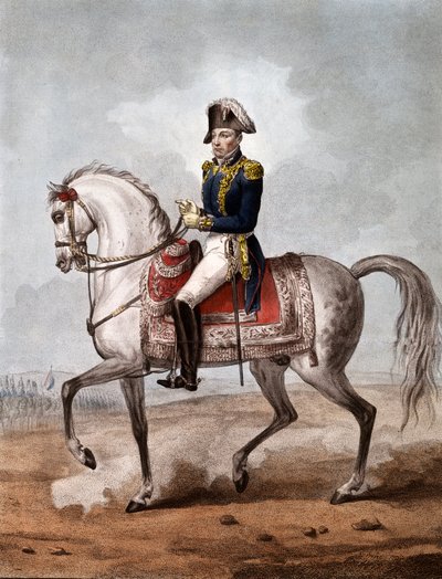 Ridesportrett av Marquis Gilbert du Motier de La Fayette (1757-1834), fransk aristokrat, militæroffiser og politiker - Gravering - Marquis of La Fayette (1757-1834), fransk militær og politiker av Unknown artist