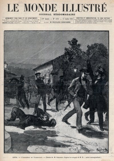 Hendelser i Bulgaria: Attentatet på Mr Beltchef i nærvær av Stefan Stambolov (1854-95) - Sofia av Unknown artist