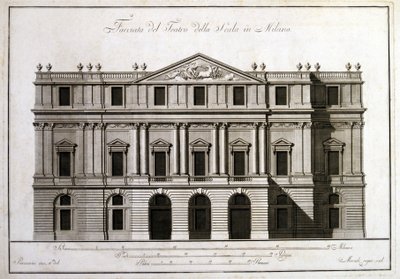 Fasade på teatret alla Scala i Milano. av Unknown artist