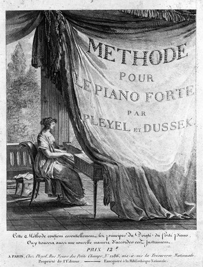 Falsk tittel (falsk tittel) på boken "" Methode pour le pianoforte"" av Ignaz Pleyel (1757-1831) og Dussek (1760-1812). av Unknown artist