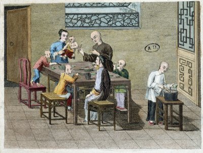 Familiemåltid i Kina på 1800-tallet av Unknown artist