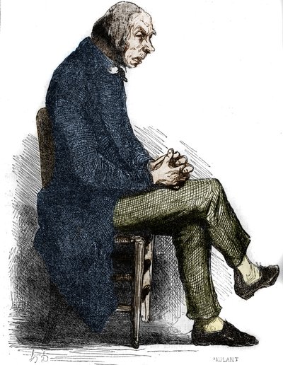 Far Goriot. Gravering midten av 1800-tallet. Illustrasjon for "The Father Goriot" av Honore de Balzac (1799-1850). av Unknown artist