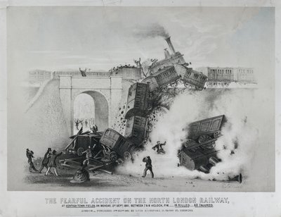 Fryktelig ulykke på North London Railway ved Kentish Town Fields av Unknown artist