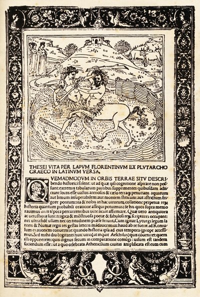 Fight Of Teseo With The Minotauro (tresnitt) av Unknown artist
