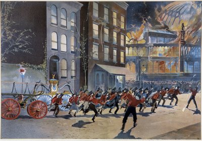 Brann og brannmenn i New York av Unknown artist