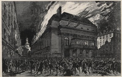 Fire of the Opera comique in Paris on May 25 av Unknown artist