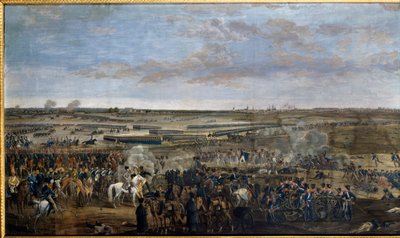 Første imperium: Keiser Napoleon I (1769–1821) (på den hvite hesten) i slaget ved Leipzig (Nasjonenes slag), 16.–19. oktober av Unknown artist