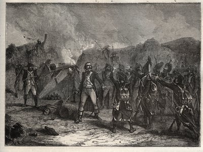 First coalition: Colonel Antoine Guillaume (Antoine-Guillaume) Rampon (1759-1842) at the Battle of Montenotte on 12 April 1796, during the Italian campaign opposing the French troops of Napoleon Bonaparte against the Austrian and Sardinian armees - French  av Unknown artist