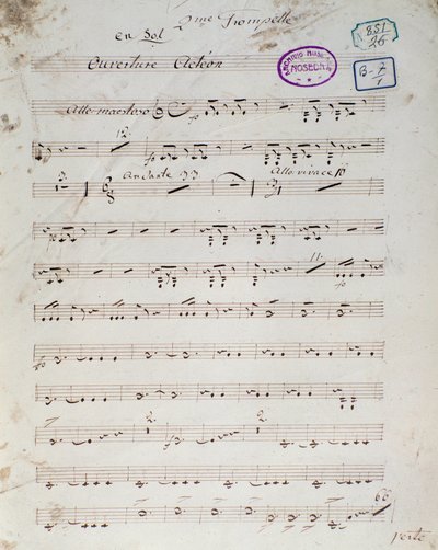 Første side av partituret til "" Acteon"" engelsk operakomikk av Daniel Francois Esprit Auber av Unknown artist