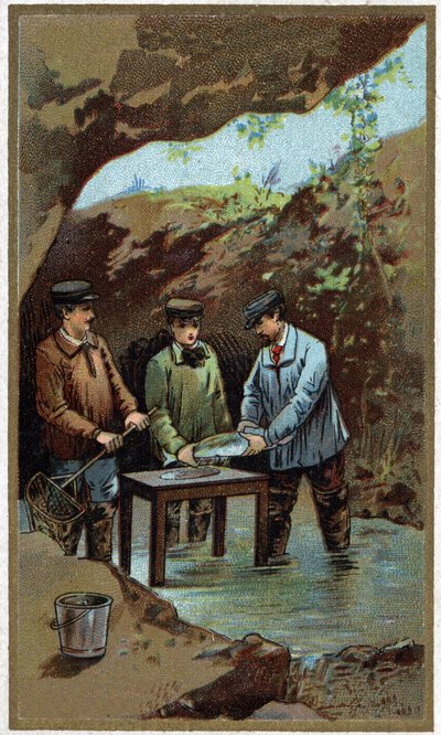 Fish farming: artificial laying. Chromolithography from the end of the 19th century av Unknown artist