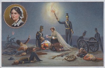 Florence Nightingale hilft den Verwundeten und Sterbenden auf dem Schlachtfeld während des Krimkriegs von Unknown artist