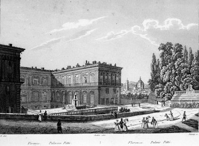 Firenze: Utsikt over Pitti-palasset på begynnelsen av 1800-tallet. av Unknown artist
