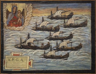Tidligere voto (ex voto) sjømann, populært tilbud som et løfte om hengivenhet og takknemlighet for sjømannen som overlever til farene ved havet som kommer fra kirken til den hellige jomfru av Napoli-buen (Madonna dell