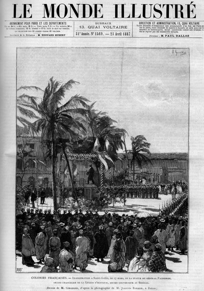 Franske kolonier: Innvielse av statuen av general Faidherbe, storkansler for Legion of Honour, tidligere guvernør i Senegal, 17. mars av Unknown artist