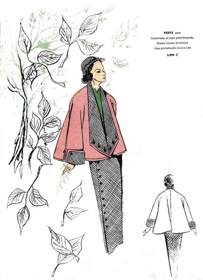 Fransk mote, design for hundetannmønster. av Unknown artist