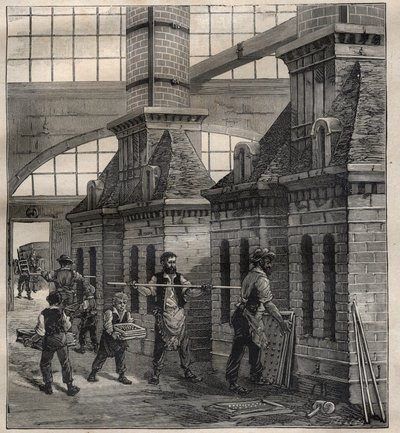 Fransk industri: produksjon av porselensknapper - Gravering i "La Science francaise"" av Unknown artist