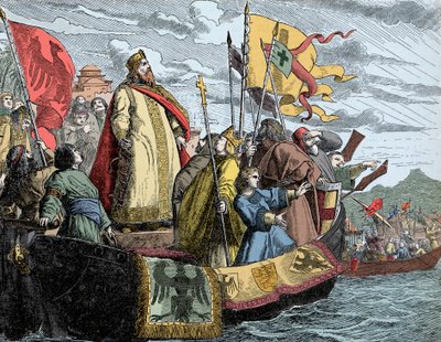 Friedrich krysset til Lilleasia - Frederic I kalte Frederic Barberousse (1122/25-1190) (Frederik I av Hohenstaufen) under det tredje korstoget (1189). av Unknown artist