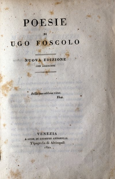Frontispice of "Poesy" av den italienske poeten og dramatikeren Ugo Foscolo (1778-1827) 1822 av Unknown artist