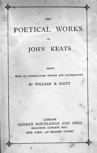Frontispice av "" Poetical Works"" av poeten John Keats (1795-1821) 1800-tallet av Unknown artist