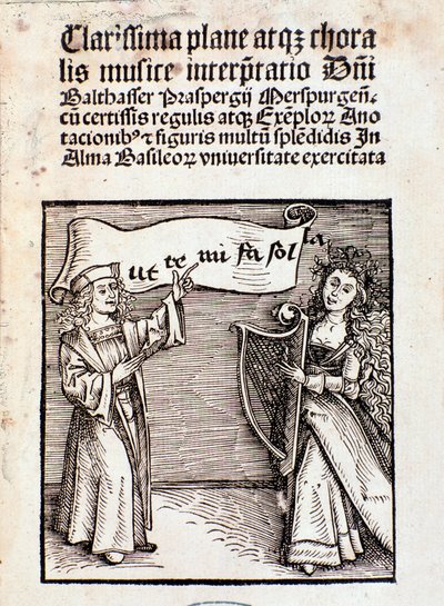 Frontispiz von Clarissima plane atque choralis musice interpretati von Prasperg von Unknown artist