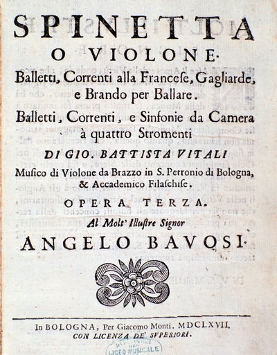 Frontispice av musikalsk partitur av balletter, franske strømninger opus 3 av Giovanni Battista Vitali (litho) av Unknown artist