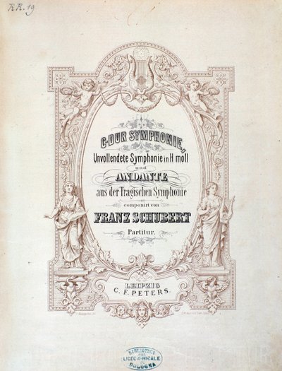 Frontispice av musikalsk partitur av Unfinished symfoni av Franz Schubert av Unknown artist