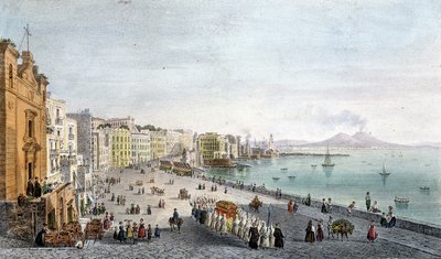 Begravelse i Napolibukta med Vesuven i bakgrunnen. av Unknown artist