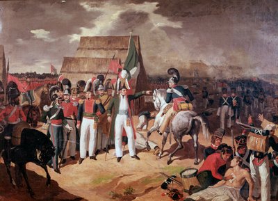 General Antonio Lopez de Santa Anna (1794-1876) meksikansk militær og politiker under kampen mot spanjolene i Tampico av Unknown artist