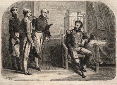 General Daumesnil nekter å overgi Chateau de Vincennes, Frankrike av Unknown artist