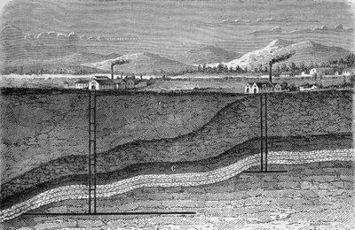 Geologisk del av en saltforekomst i Stassfurt, Tyskland. I "" Les wonders de l
