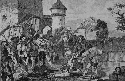 Den tyske bondekrigen (1524-1526): Etter stormingen av slottet Maichau av Unknown artist