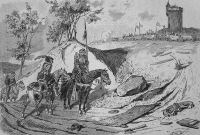 Den tyske bondekrigen (1524–1526): Bønders vogner i Koenigshofen, Tyskland av Unknown artist