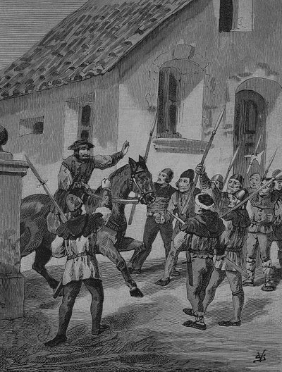 Den tyske bondekrigen (1524-1526): Feuerbacher og de myteriske bøndene, Matern Feuerbacher var en leder for bøndene i bondekrigen av Unknown artist