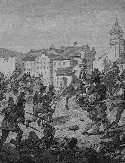Den tyske bondekrigen (1524-1526): Storming av Weinsberg av Unknown artist
