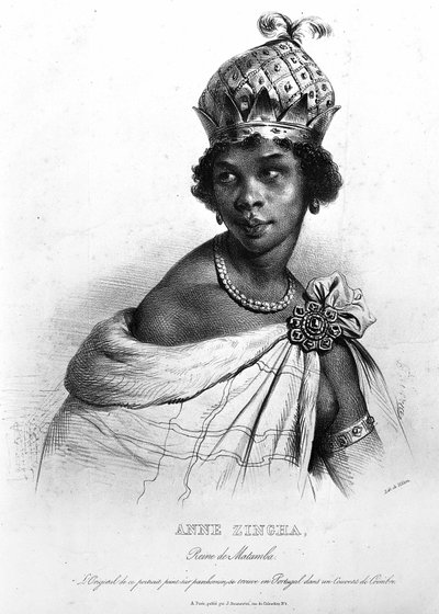 Ginga, Quilombola-dronningen av Matamba og Angola. ANNE ZINGHA DRONNING AV ANGOLA. (1587-1663). av Unknown artist