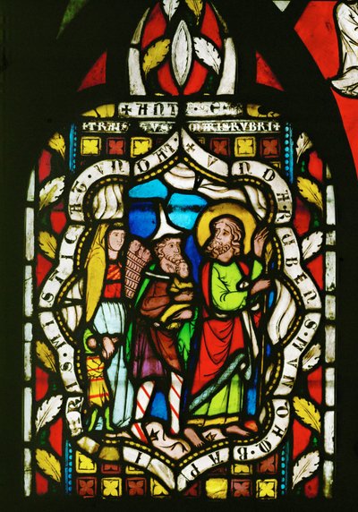 Gud leder Israels barn gjennom Rødehavet (glassmaleri) av Unknown Artist