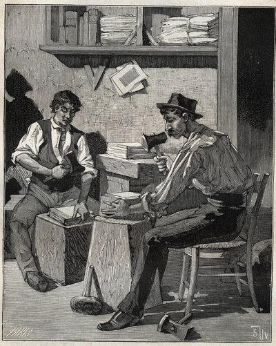 Gullvisper. Gravering fra 1885 i "" Les arts et metiers illustres"" av Adolphe BITARD. av Unknown artist