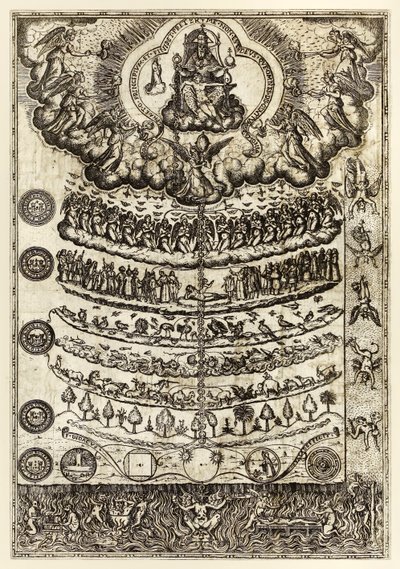 Great Chain of Being" fra "Christian Rhetorica for bruk av prekener og bønner..." av Diego Valadés av Unknown artist