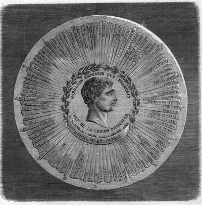 Great seal of Napoleon I Bonaparte (1769-1821) in 1804: “” Napoleon Emperor of the French, head of the Legion of Honour. Honor and Fatherland”. Engraving in “” The Illustrious Universe”” av Unknown artist