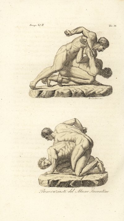 Greske idrettsutøvere som konkurrerer i kampsporten Pankration av Unknown artist
