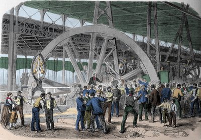 Greve du Creusot. En avtale av arbeidere i verkstedene, på tidspunktet for lønn. 1800-tallet. av Unknown artist