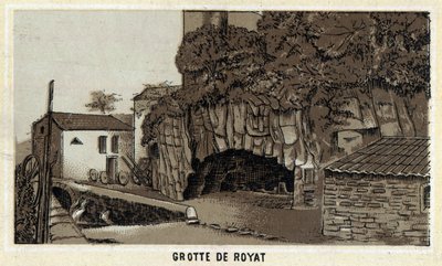 Grotte de Royat (Puy-de-Dome og Auvergne-regionen). Kromolitografi fra slutten av 1800-tallet. av Unknown artist
