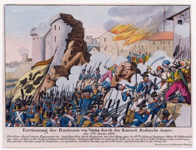 Guerre russo-turque de 1828-1829 - Den russiske hæren stormet bastionene i Varna i september 1828 par Anonymous av Unknown artist