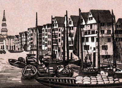Hamburg (Hamburg), Tyskland: utsikt over Wandrahmfleet. i "" Verden illustrerer 168 visninger"" Udatert (slutten av 1800-tallet) av Unknown artist