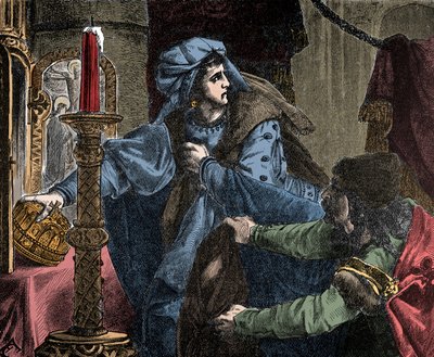 Helene Kottanner (Kottanerin, Kottannerin) (1439-1440) stjeler den kongelige kronen til St. Stephen (Hellig ungarsk krone) i 1440 (Stephen I av Ungarn) ( av Unknown artist