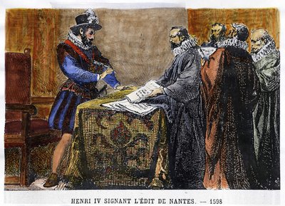 Henri IV (1553 - 1610) signerte Edit de Nantes i 1598. av Unknown artist