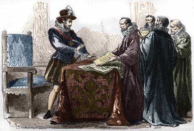 Henri IV (1553 - 1610) signerte Edit of Nantes 13. april 1598. av Unknown artist
