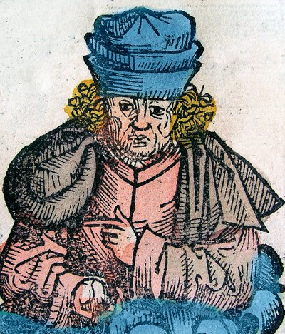 Herodot (Herodotos, 484-425 f.Kr.), gresk historiker - HERODOTUS 490-425 f.Kr., gresk historiker - tresnitt fra Nürnbergkrøniken av Unknown artist