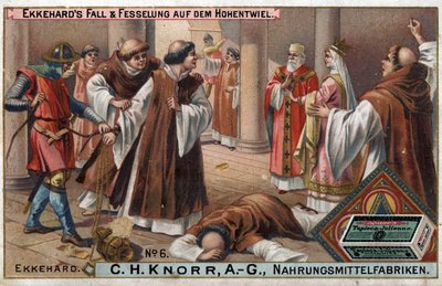 Historien til Ekkehard IV av St. Gallen (St. Gallen) eller Eckhard, Eckhart (980 -1057) erudit og latinsk poet. Ekkehards fall og dets chings ved Hohentwiel. av Unknown artist