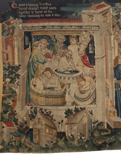 Historien om Saint Piat og Saint Eleuthère, scene 7: Dåp av de eksilkristne av Unknown artist